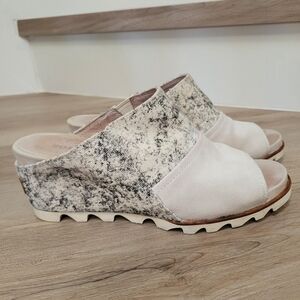 Sorel Womens Joanie Wedge Suede Open-Toe Slides Mules Sandals Size 9 Casual Chic